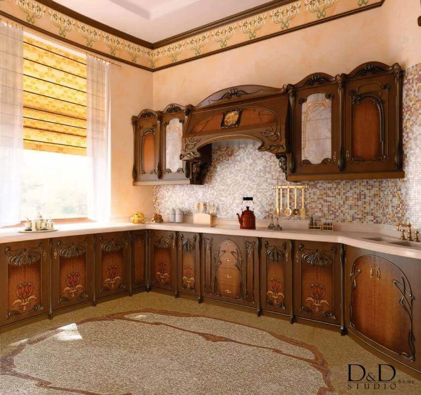 Дизайн проєкт кухні в стилі Art Nouveau Індивідуальний проєкт в класиці